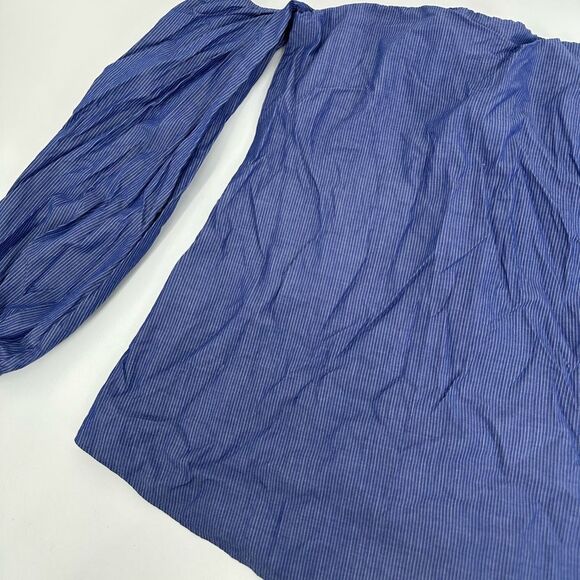 Theory Laureema Off The Shoulder Top Blue Stripe Size 4 - Picture 4 of 9